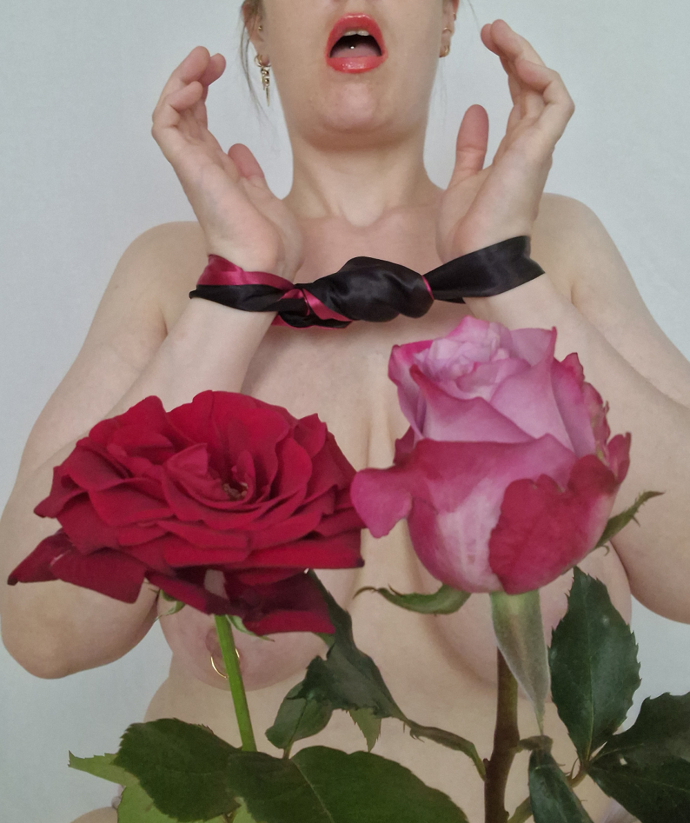 Curvy Kinky Desire in dunkler Lingerie mit Buch